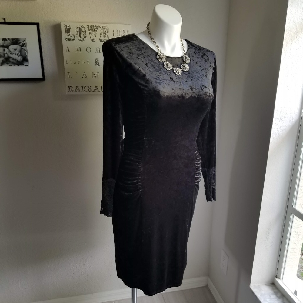 Black Velvet Midi Dress